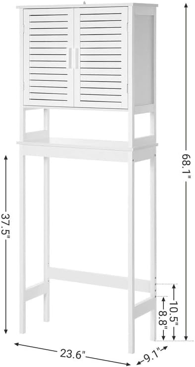 SONGMICS Bamboo Over The Toilet Storage Cabinet, Adjustable Inside Shelf - Image 3
