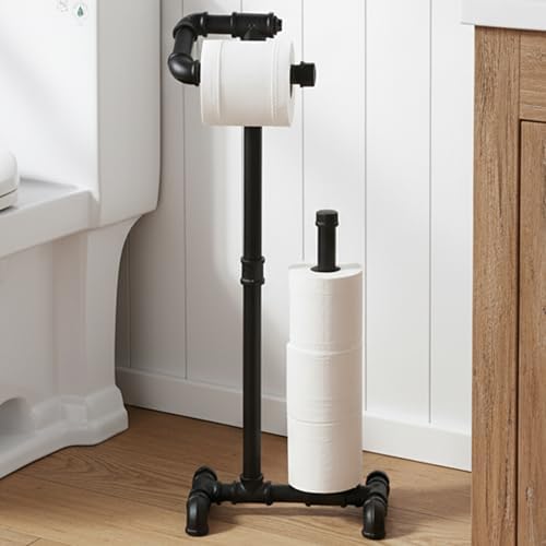 KES Rustic Toilet Paper Holder with Reserve, Farmhouse Toilet Roll Holder by KES