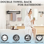 Alise Double Towel Rack for Bathroom Wall Mounted 16 Inch,Matte Black - Image 4