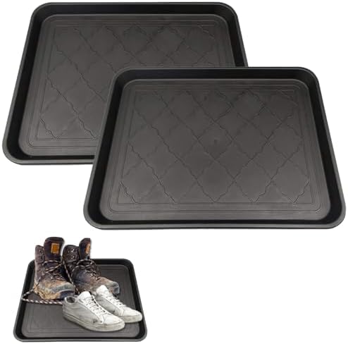 Boot Trays for Entryway, 2PCS 18x14 Inch Shoe Tray Non Slip Shoe Mat Waterproof Boot Mats for Entryway, Square Mat Tray for Indoor Outdoor Style 2 - Image 3