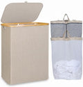 IEGrow Laundry Hamper with Lid,150L Laundry Basket with 2 Mesh Bags,Oatmeal by iEGrow