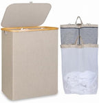 IEGrow Laundry Hamper with Lid,150L Laundry Basket with 2 Mesh Bags,Oatmeal by iEGrow