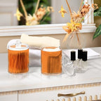 4 Pack Qtip Holder Dispenser with Lids,Orange Storage Containers,Bathroom Canisters Organizer for Cotton Ball,Cotton Swab,Cotton Round Pads,Floss 21214718 - Image 6