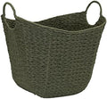 Household Essentials Natural Woven Wicker Storage Basket with Handles by HouseholdEssentials