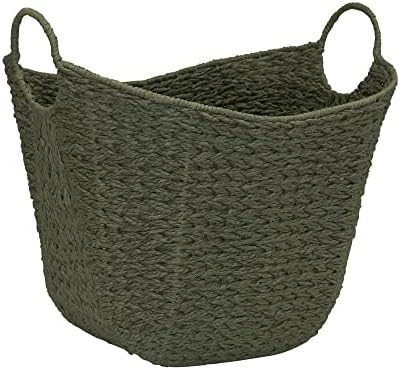 Household Essentials Natural Woven Wicker Storage Basket with Handles by HouseholdEssentials
