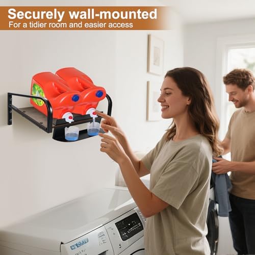 Liquid Laundry Detergent Holder,laundry room hacks,Laundry Detergent Dispenser,Hanging Laundry Station Storage Laundry Detergent Stand-Laundry Room Wall (Large-Retro Brown(Hold 2 Extra Large Bottles)) - Image 2