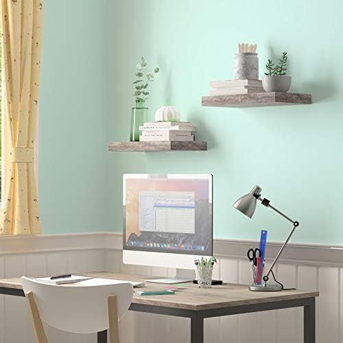 HOOBRO Floating Shelves for Wall, Wall Mounted Shelf Set of 2, 15.7" Hanging Shelf with Invisible Brackets, for Wall Decor Storage in Bathroom Bedroom Kitchen Living Room Office, Greige BG40BJ01 - Image 5