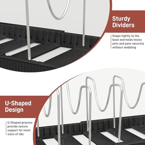 Expandable Pan Organizers Inside Cabinet with 12 Dividers Black - Image 6