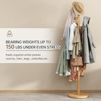 Muwuele Solid Wood Cactus Coat Rack, Freestanding Coat Rack With 6 L-Shaped Hooks and 3 Adjustable Sizes, Coat Tree for Bedroom, Entryway, Livingroom, Coat Hanger Stand for Coats, Handbags (Natural) - Image 5