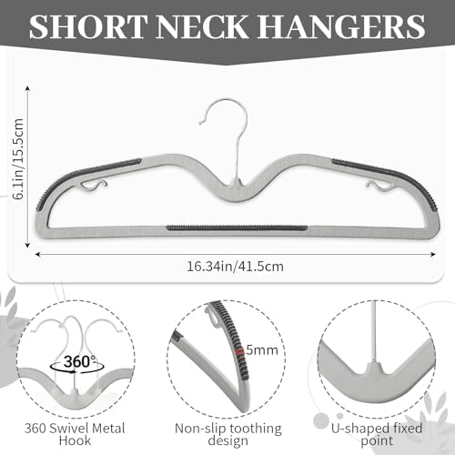 LemonRoad 50 Pack Short Neck Hangers Plastic Non-Slip, Dark Gray Light Gray - Image 2