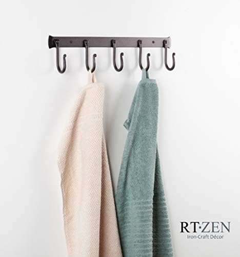 RTZEN Classic Farmhouse Wall Mount Multi-Use Wrought Iron Hook Set (5 Pack) - Image 3