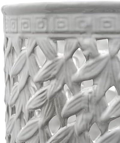 Red Lantern 20" Bamboo Lattice White Porcelain Umbrella Stand - Image 5
