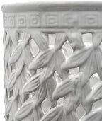Red Lantern 20" Bamboo Lattice White Porcelain Umbrella Stand - Image 5