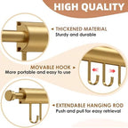 Valet Rod for Closet Pull Out 12 Inch with 5 Hooks - Gold 1 Pack - Image 7