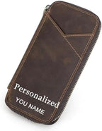 CONTACTS Personalized Pencil Case for 4 Full Grain Leather Zipper Pen Holder Custom Engraved Name Pens Pouch by Handmade by CONTACTS