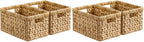 StorageWorks Wicker Basket, Baskets for Organizing, Storage Basket with Built-in Handles, Water Hyacinth Shelves (Medium 4-Pack, Natural Hyacinth) by StorageWorks