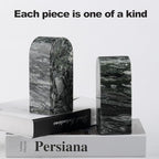 Koville Natural Marble Bookends for Shelves, Decorative Book Ends, 7lbs Heavy-Duty Marble Book Holders, Bookshelf Apartment Decor for Normal Books/CD/Video Games(Olive Green) - Image 5