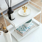 2 Tier Bathroom Counter Organizer, Vanity Storage Shelf, White - Image 5