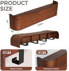 Coat Rack Wall Mount with Shelf Entryway Shelf Modern Key Holder Hanger Wall Shelves with Hidden Hooks for Hanging Towels Coats Hats Bags for Hallway Bathroom Bedroom(Walnut Color, 4 Hooks) - Image 2