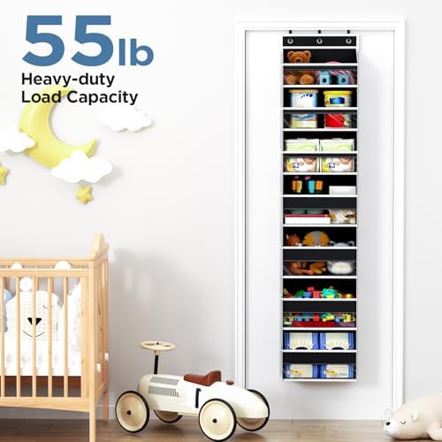 Mefirt Over The Door Organizer, 7 Tier Door Hanging Organizers with 7 Large Pockets 12 Side Pockets, Behind Door Storage Hanging Shelves for Closet Bathroom Bedroom Nursery - Image 5