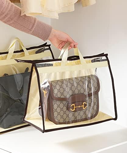 10 Set Handbag Storage Organizer Dust Bags for Purses Handbags Closet, Clear Purse Protector Storage Bag Dust Cover for Bags, Closet Organizer for Handbags with Hooks - Image 2
