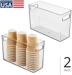 iDesign Tall Plastic Storage Bin with Handles, Set of 2, Clear - Image 2