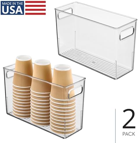 iDesign Tall Plastic Storage Bin with Handles, Set of 2, Clear - Image 2