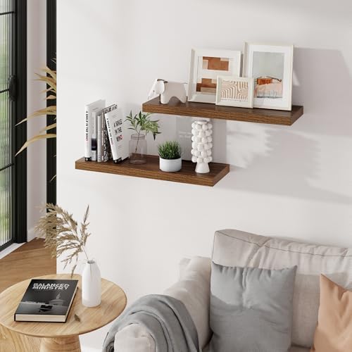 Floating Shelves for Wall, 24 inch Wooden Walnut Wall Shelves - Image 5