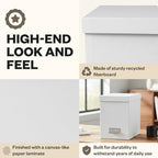 Bigso John Fiberboard Label Frame Desktop File Storage Box - Document Organizer for Important Paperwork - Durable Hanging File Box with Lid & Metal Label Window - 7.36 x 13.38 x 10.51 in - White - 2pk - Image 4