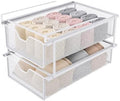 Double Layer White Closet Pull-Out Basket, Under Shelf Hanging Wire Mesh Drawer, Space-Saving Wardrobe Organizer for Socks, Underwear & Bras, 14.6 x 8.9 in by Unknown