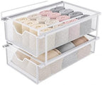 Double Layer White Closet Pull-Out Basket, Under Shelf Hanging Wire Mesh Drawer, Space-Saving Wardrobe Organizer for Socks, Underwear & Bras, 14.6 x 8.9 in by Unknown