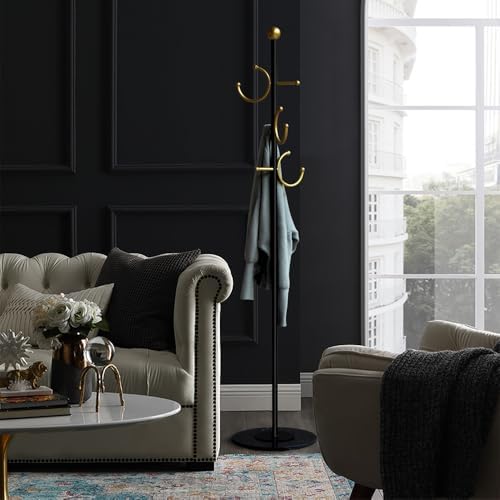 BUZUYE Modern Coat rack with marble base,Coat rack freestanding heavy duty with gold hooks,Entryway coat rack stand Coat Tree freestanding coat hanger stand for Hanging Clothes, Hats, Bags - Image 4