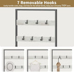 Hall Tree with Shoe Storage Bench - Entryway Bench with Coat Rack and Hooks - 3-in-1 Small Hall Tree for Entry Way, Entrance, Hallway, Doorway, Front Door, Mudroom, Small Space - Greige - Image 6