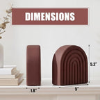 Brown 2 Pcs Boho Arch Concrete Bookends for Shelves, Rainbow - Image 2