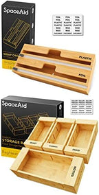 SpaceAid WrapNeat 2 in 1 Wrap Dispenser with Cutter and Labels, SpaceAid Bag Storage Organizer for Kitchen Drawer, (4 Pack) by SpaceAid