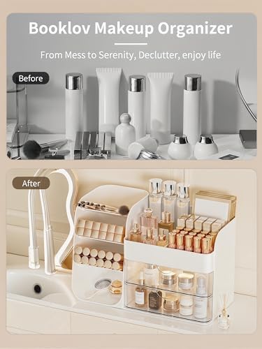 Booklov Small Makeup Organizer for Vanity Countertop, White - Image 6