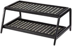 Anji Mountain Heavy Duty Waterproof Wooden Shoe Storage Mat Organizer/Boot Storage Tray Multi Use for Entryway with Coir, Gray and Ivory Insert, 2 Tier, Fits 6 Pair (36.5" Wide) by AnjiMountain