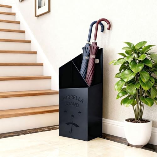 9.84" D x 7.87" W x 23.62" H Detachable Base Umbrella Stand - Elegant Raindrop Design, Water Collection Tray, Gold/Black Finish, Durable Home & Office Organizer - Image 2