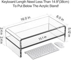Egchi Clear Acrylic Monitor Stand Riser 2 Tier, 5.12 Inches High Clear Computer Desk Organizer Shelf for Multi Media PC Storage Laptop - Image 2