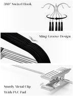 Cozymood Velvet Skirt Hangers 24 Packs Velvet Hangers with Clips - Black - Image 3