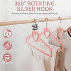 50 Pack Velvet Pink Hangers, Cute Heart Clothes Hangers with 360 Degree Swivel Hook, Non-Slip Thin Felt Hanger for Adult, Coat, Dress, Shirt, Jacket, Pants in Closet - Image 4