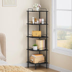 Tajsoon 5 Tier Corner Shelf Stand, Standing Corner Shelf Unit, Black - Image 5