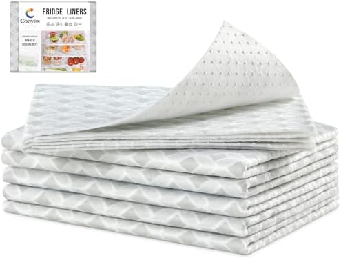 Cooyes French Door Refrigerator Liners 17.7" x 36", Absorbent Strong Grip Fridge Mats Machine Washable, Non-Adhesive Refrigerator Shelf Liner for Fridge Bins & Kitchen Cabinets by Cooyes