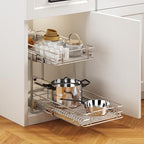 2 Tier Individual Pull Out Cabinet Organizer 15½" W x 21½" D, Heavy Duty Cabinet Pull Out Shelves, Slide Out Drawers Organization for Kitchen Cabinets Bathroom - Image 5