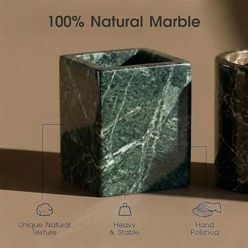 Natural Marble Tray Heavyweight Stone Vanity Tray for Bathroom Countertop, Coffee Table & Dresser - Handcrafted Rectangular Organizer (Green X, 12" x 8" x 1.2") - Image 5