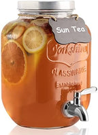 1 Gallon Drink Dispenser with Spigot 18/8 Stainless Steel – Airtight & Leakproof Glass Sun Tea Jar with Anti-Rust Lids, Beverage Dispenser for Parties - Laundry Detergent Holder by HomeFeel