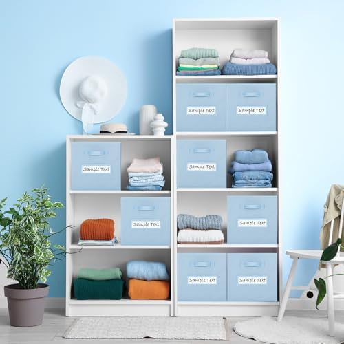 Fabric storage cubes (8 Pack) 13 Inch Cube Storage Bin, cube organizer bins with 8 Labels Window Cards & a Pen,Foldable cube organizer bins and Storage Box,Pastel Blue - Image 6