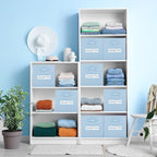 Fabric storage cubes (8 Pack) 13 Inch Cube Storage Bin, cube organizer bins with 8 Labels Window Cards & a Pen,Foldable cube organizer bins and Storage Box,Pastel Blue - Image 6