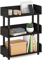Furinno TURN-N-TUBE Display Shelf, 3-Tier Storage Shelves with Side Panels, Open Shelves Book Shelf with Rounded Corner Top Edges, for Organization and Storage, Living Room, Home Office, Espresso by Furinno-FitsYourSpaceFitsYourBudget
