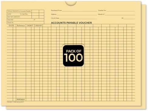 Accounts Payable Voucher Envelopes (9x12) IN – General Accounting Style with Black Ink Printing – Envelopes for Finance Documents, Invoice Organizer, & Business Record Keeping - Pack of 100 (Buff) by Unknown